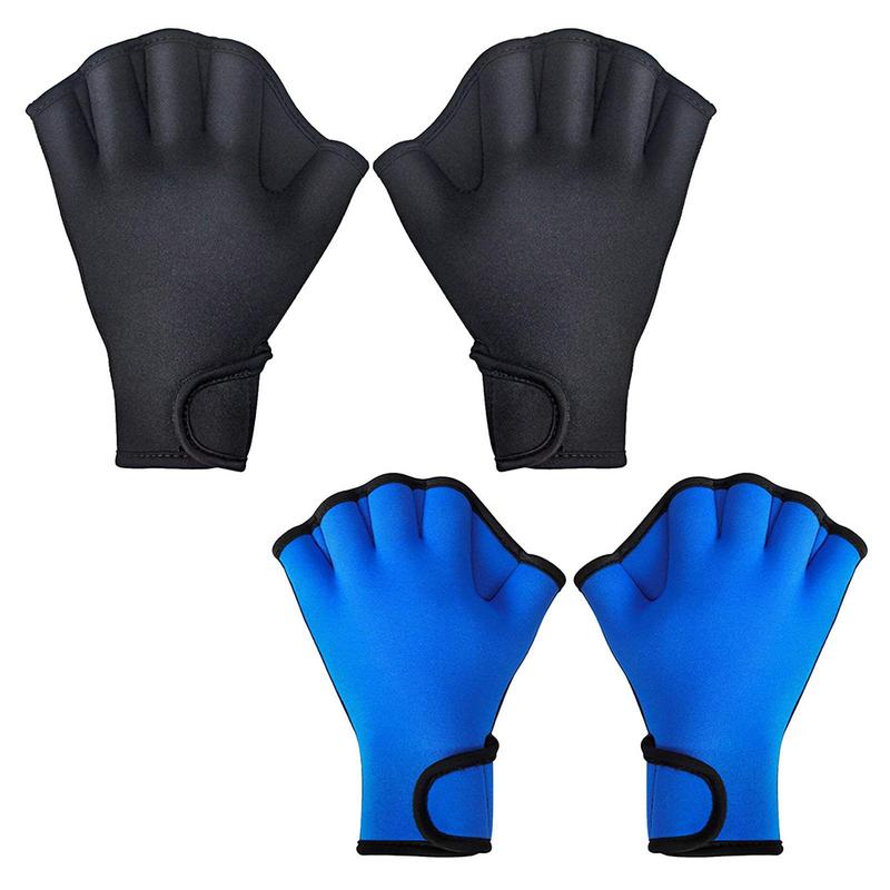 1 Pair Swimming Webbed Neoprene Swimming Gloves Aquatic Fitness Training Aqua Hand Fins Swim Finger Webbed Paddle For Fitness