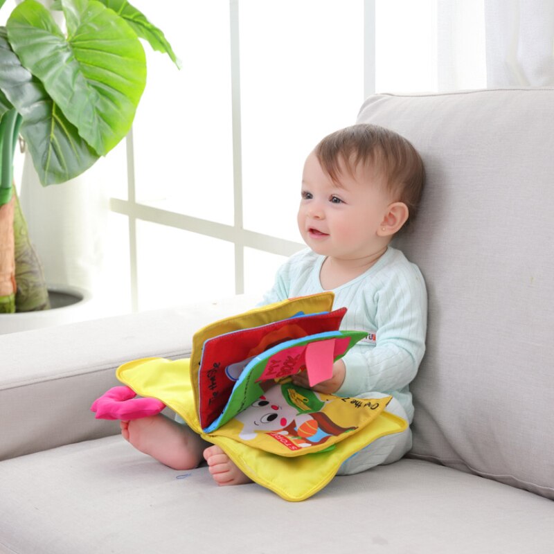 12 pagine giocattoli educativi per bambini neonati caldi bambini sviluppo precoce libri di stoffa cartone animato apprendimento degli animali libri di attività spiegabili