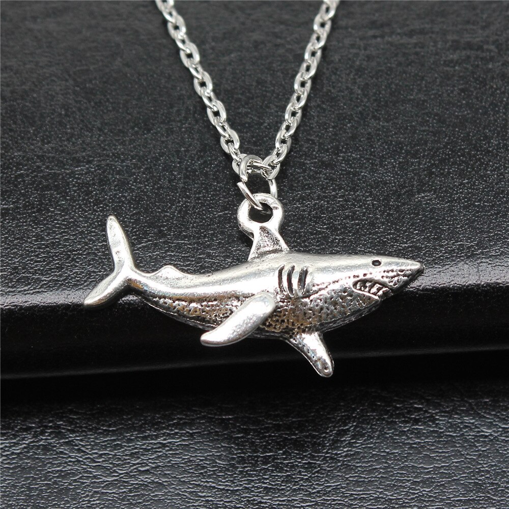 Antiek Zilver Kleur 32X16Mm Shark Hanger Ketting Voor Vrouwen