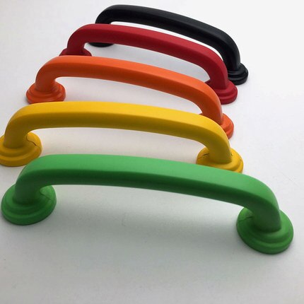 Tirador colorido de 3,75 ''para cajón, manija de la puerta del armario, Tiradores para vestidor, tiradores para niños, color azul amarillo, naranja, rojo, rosa, muebles de 96mm
