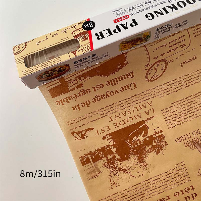 1 rotolo 8M carta per olio pergamena strumenti di cottura per uso alimentare Pannello Hamburger patatine fritte involucri biscotto carta oleata imballaggio foglio di carta cucina: Colore rosa