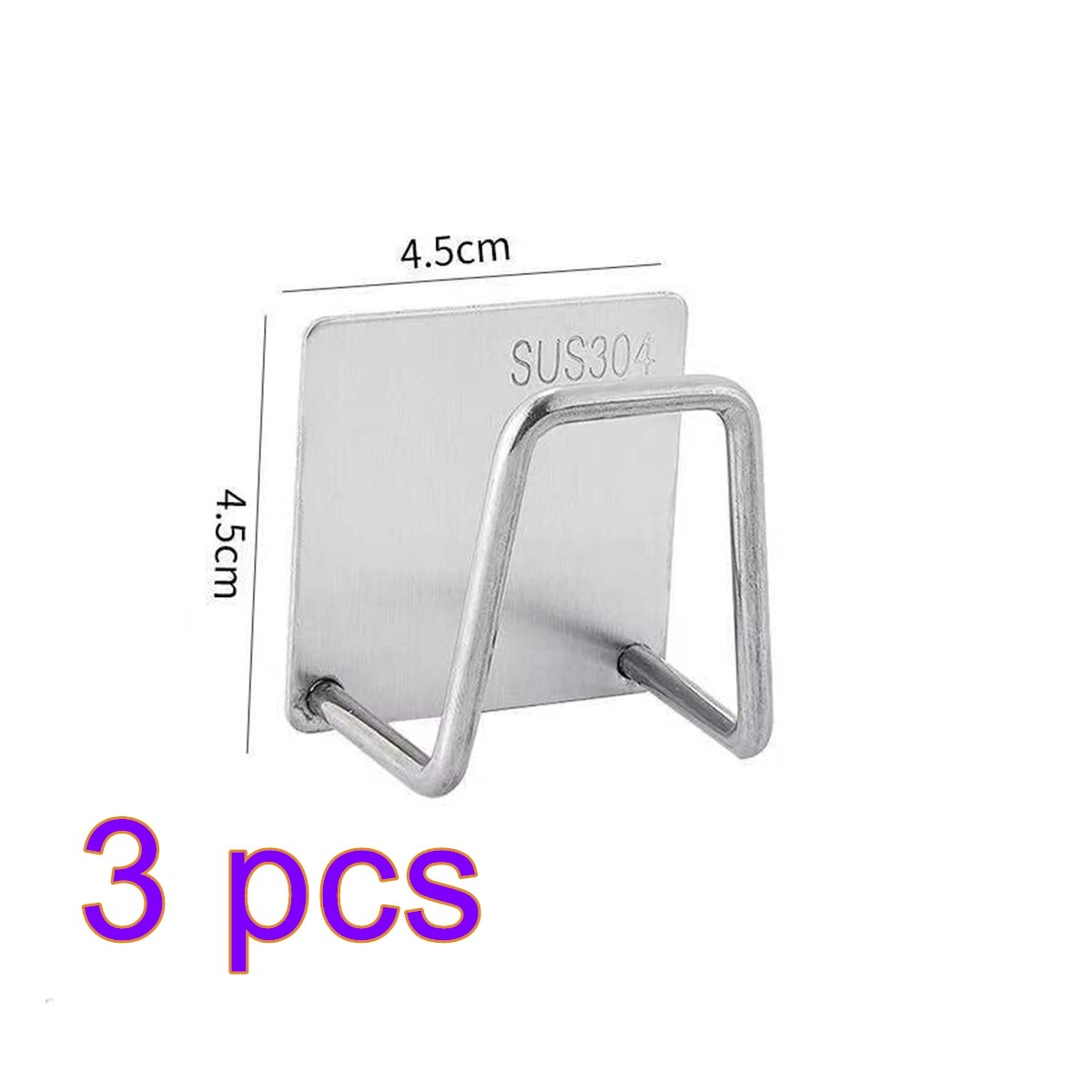 Égouttoir auto-adhésif en acier inoxydable, support pour éponge d'évier de cuisine, crochet mural de séchage, organisateur de rangement d'accessoires: 3 3pcs