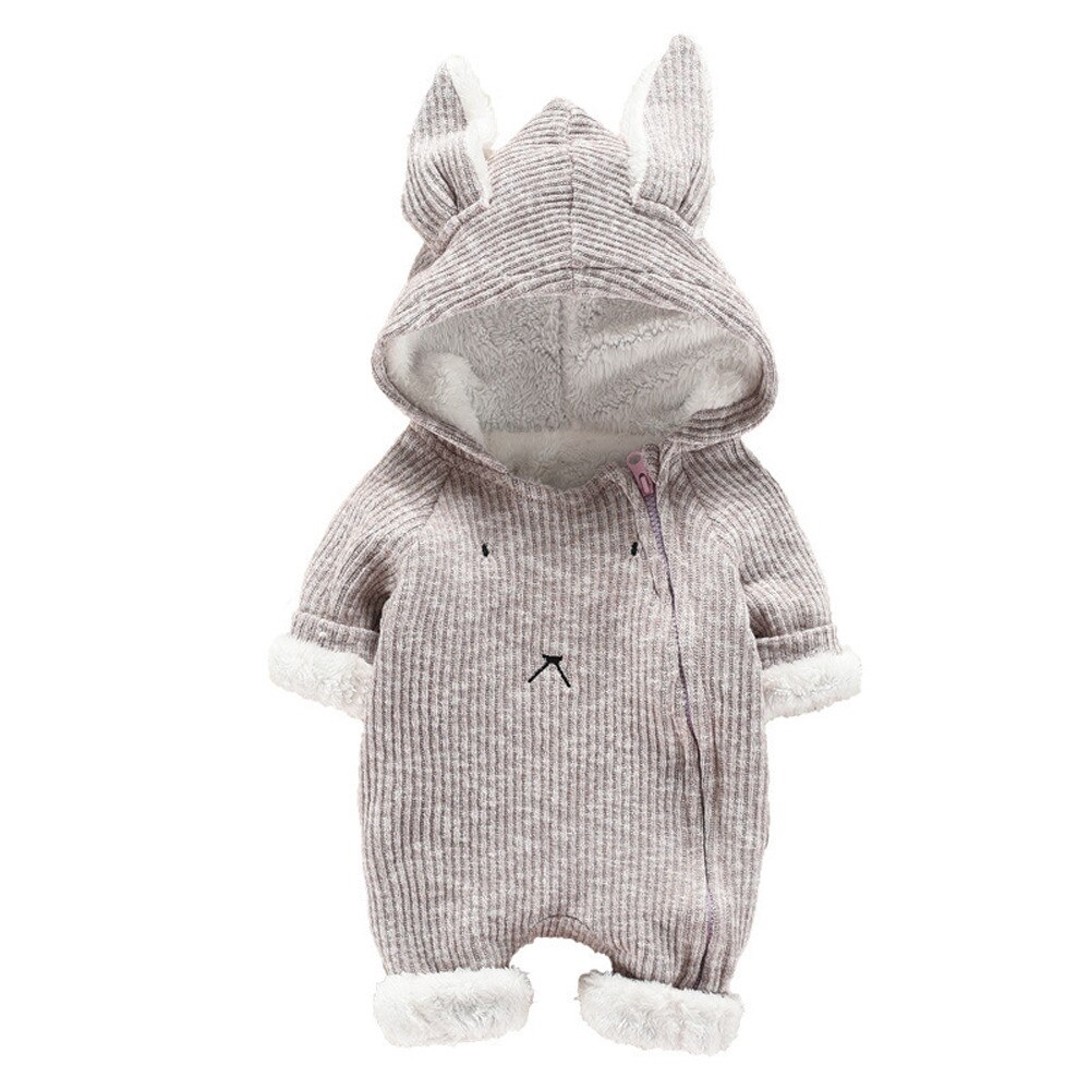 Vêtements pour -né garçon et fille, combinaison à capuche avec motif dessin animé 3D, barboteuse à oreilles, vêtements pour nourrissons: Gray / 0-6M