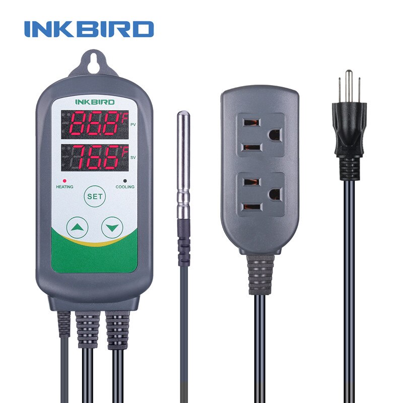 Inkbird ITC-308 Heizung & Kühlung Dual-Relais Temperatur Regler LCD Digital Thermometer Kühlschrank Mit Gefrierfach Temperatur Meter: uns Steckdose