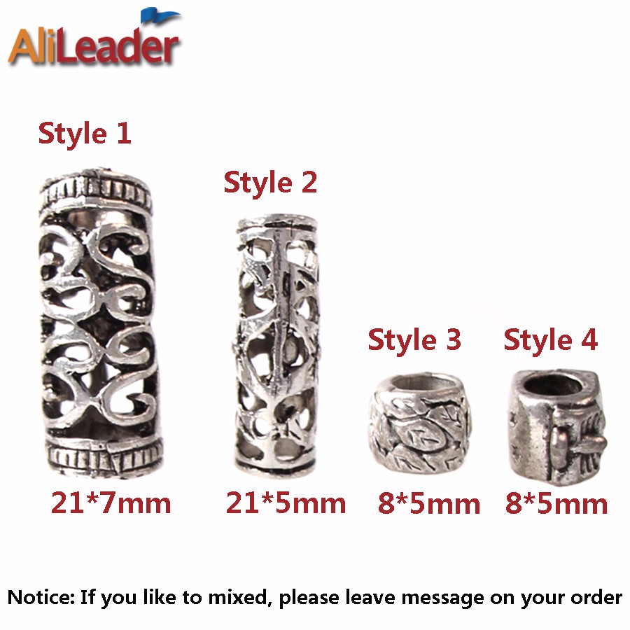 Alileader, cuentas de Rastas, cuentas de plata del Tíbet, brazaletes ajustables para trenza de pelo, 10 unidades/lote anillos para rastas, herramientas para cabello, trenzas de ganchillo