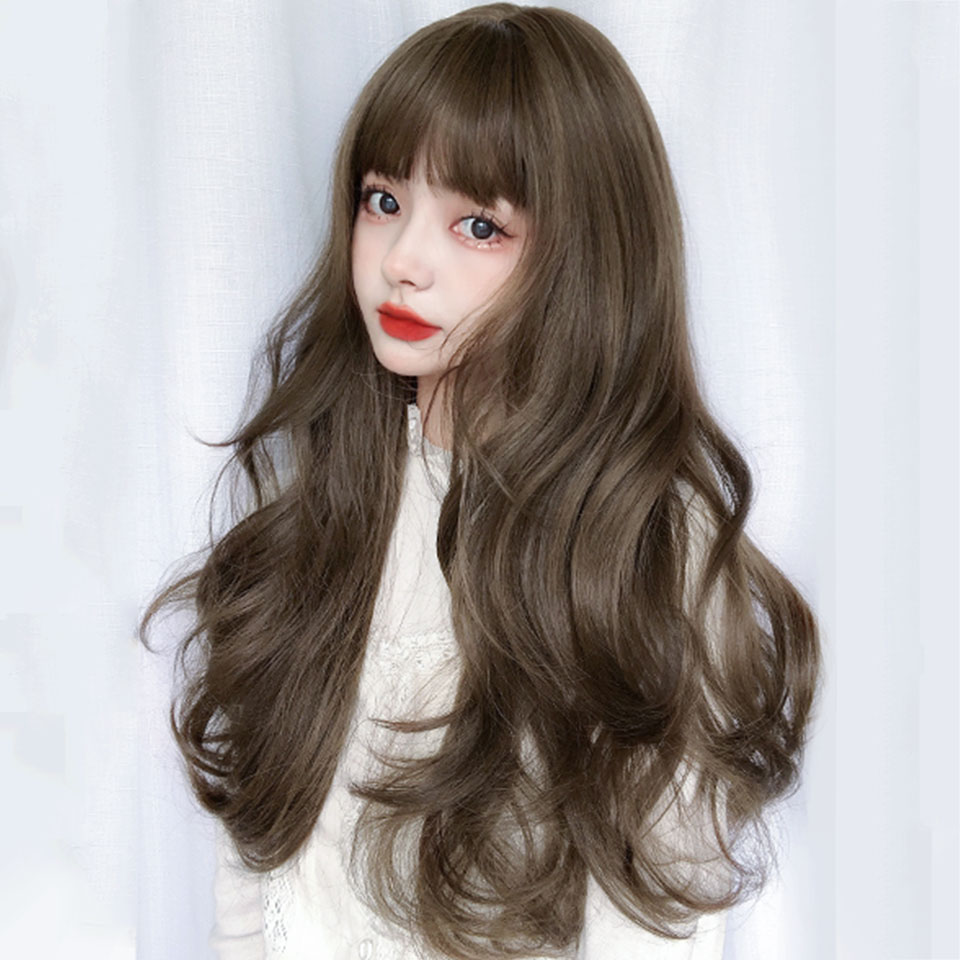 HOUYAN 22 Inch Long Wavy Wig with Bang Red Hair Cosplay Wig Heat Resistant Synthetic Hair Wigs: P18/613