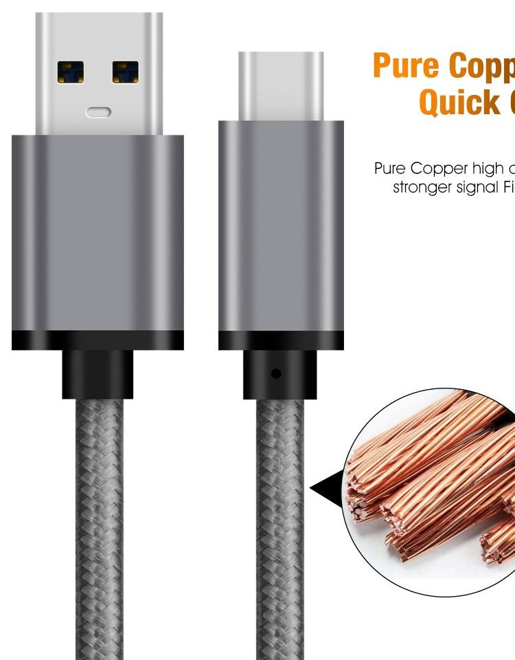 Cavo di ricarica per trasferimento dati A treccia in Nylon per ricarica telefonica 3FT Ttype da A A C cavo PD60W C USB per telefoni Samsung LG HAWEI