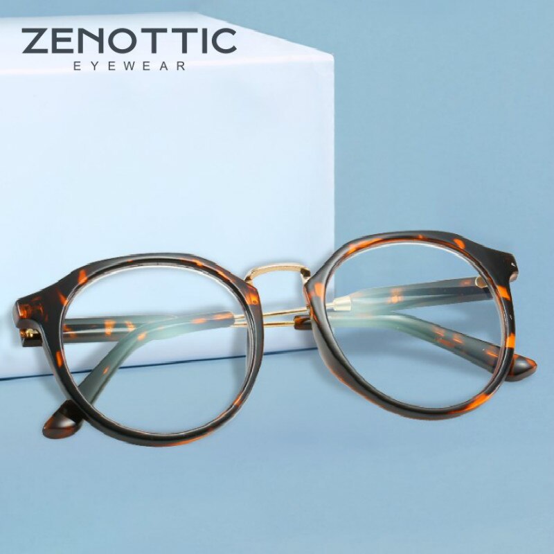 Gafas de protección contra luz azul redondas ZENOTTIC, montura transparente de rayos azules para mujer y hombre, gafas para juegos de ordenador
