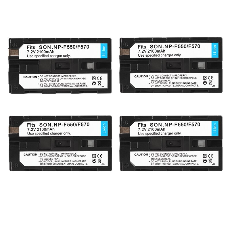 Coolshow Rechargeable Batterie pour Sony NP F330 F530 F570 F730 F750 F770 F970 QM91D CCD-RV100 TRU47E 2100mah Batteries de Caméra: 4 Battyer
