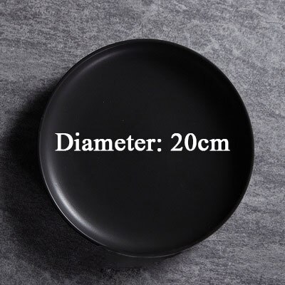 Shooting Photography Food Tableware Solid Color Ceramic Plates Simple & creativity Beef Plate Round Dessert Dish Salad Dishes: Black 20cm