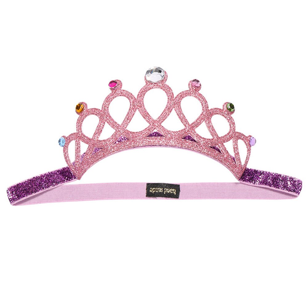 Elegante strass tiara crianças hoop cabelo coroa menina verão high-grade cristal prata jóias diamante das meninas: pink