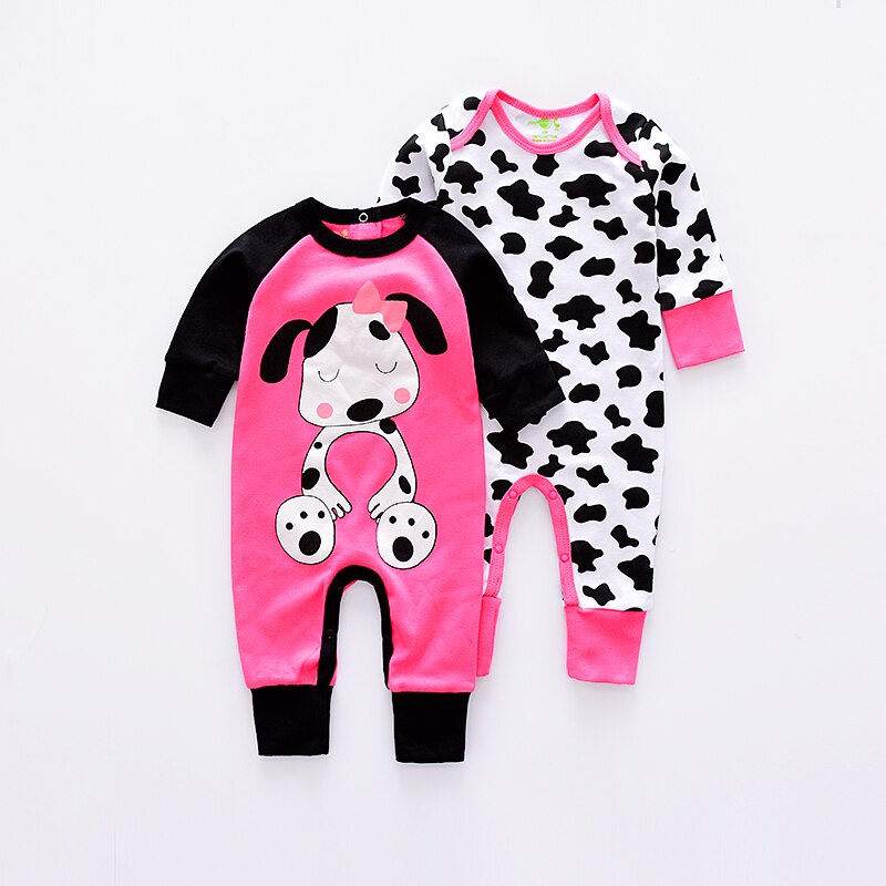 Langærmet baby bukser baby drenge jumpsuit nyfødt tegneserie dyre bukser spædbarn rompers baby piger jumpsuit 2 stk/sæt