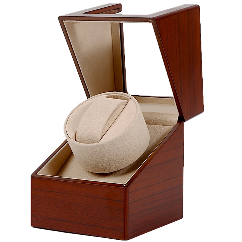 Mini 1 + 0 laca de madera Piano negro brillante fibra de carbono automático solo reloj bobinador caja Motor silencioso almacenamiento estuche de exposición Shake