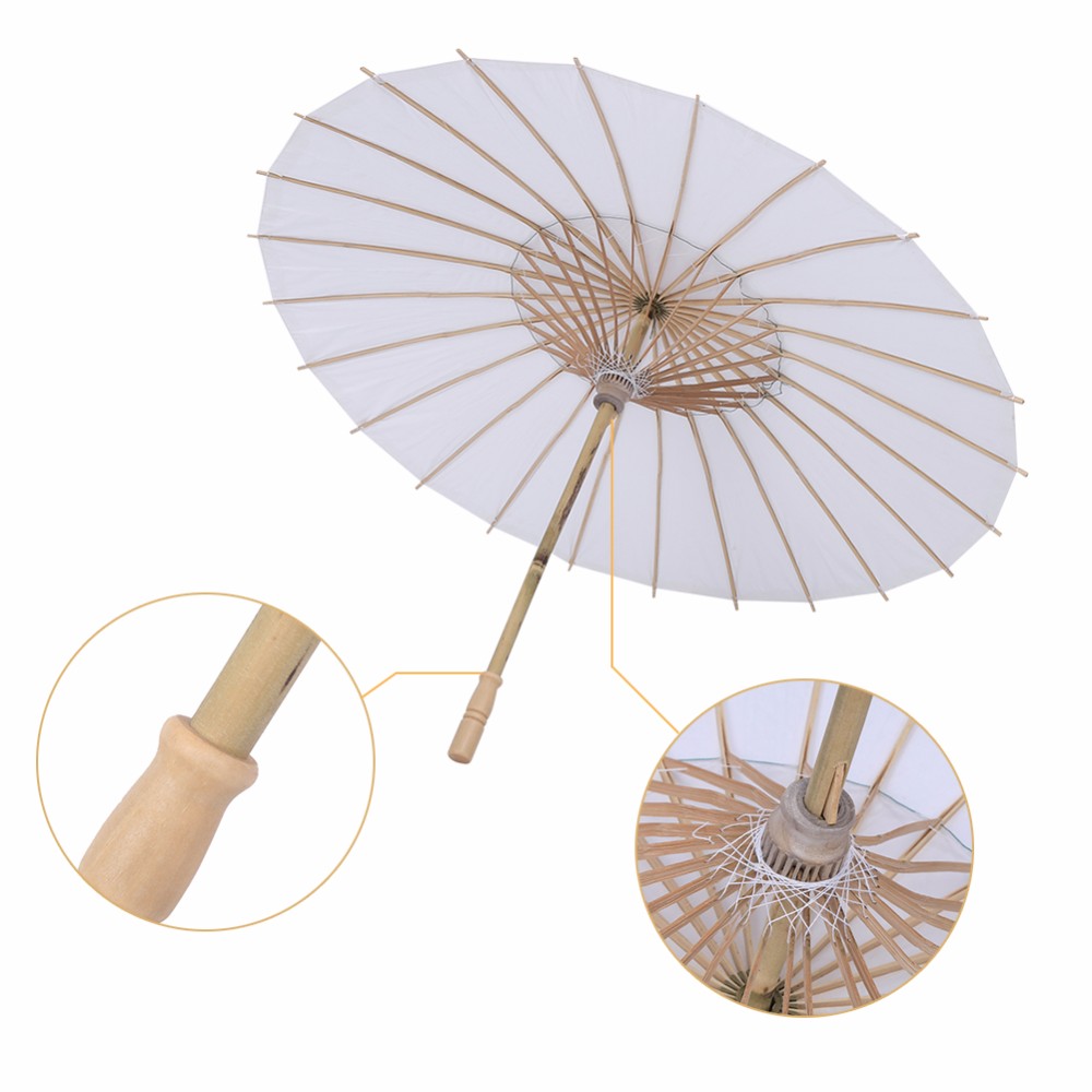 Bamboo White Paper Umbrella Tissue Paper Paraso Chinese Traditional Ancient Craft White Umbrella China Traditional Dance Props