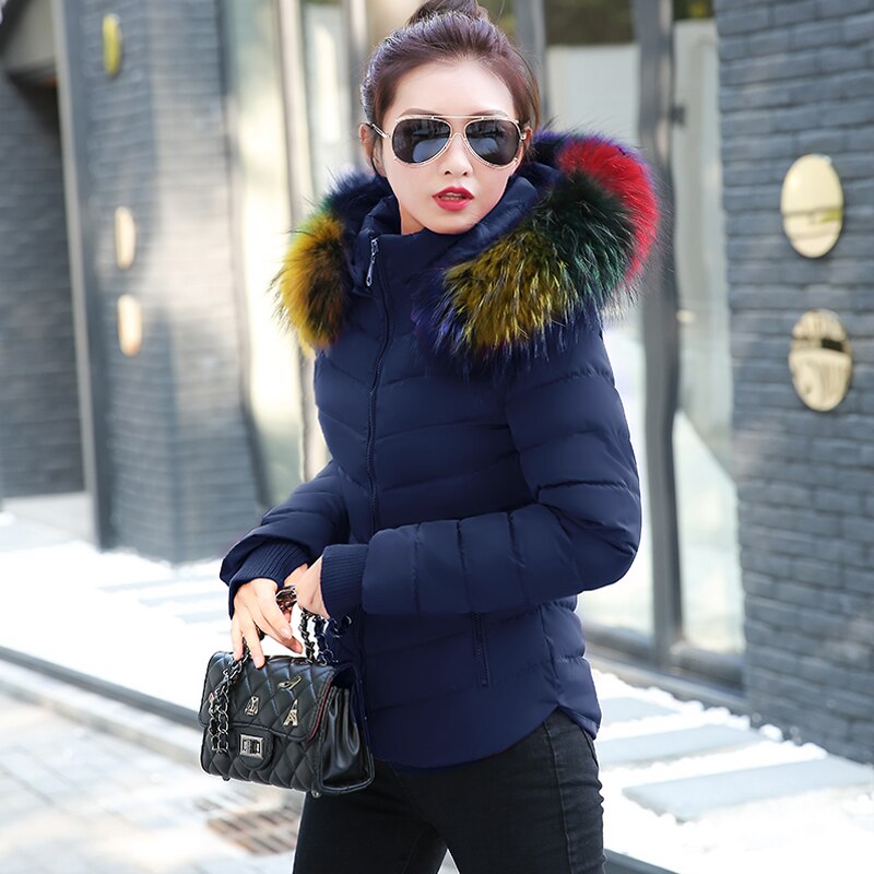 Parka vestes en duvet pour femme, manteaux, blouson femme multicolore, col en fourrure artificielle, à la , veste d'extérieur