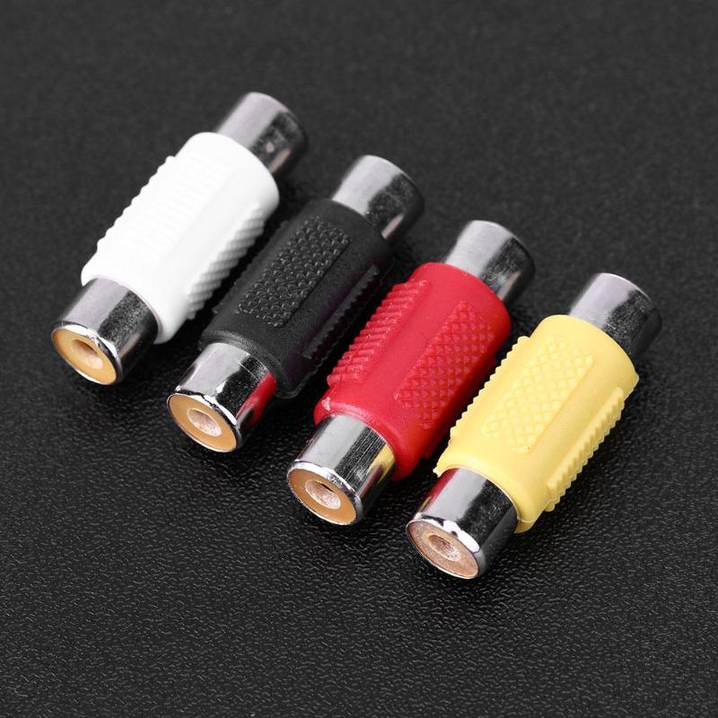4 stks/partij RCA Female naar RCA Female Audio Video Kabel Jack Plug Connector Adapter RCA F/F Extender Converter