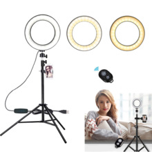 Photo Studio LED Ring Light 6 in 16cm 3200-5600K 64 LEDs Selfie Ring Lamp Photographic Lighting with Tripod Moblie Phone Clamp