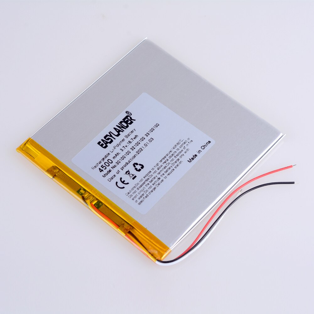 Batería de polímero para tableta de litio, 30100100 V, 3,7, 30101100 MAH, para móvil, DIY, 3 líneas, 4500