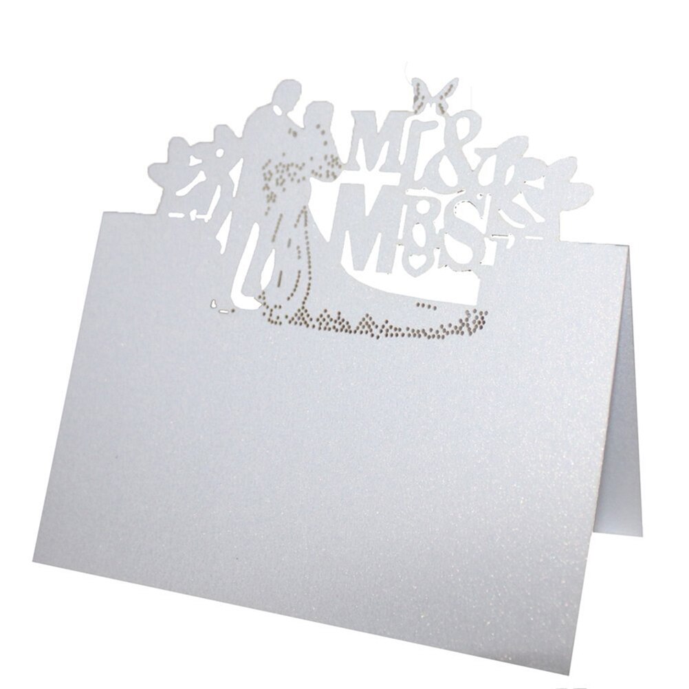 50PCS Paper White Table Card Heart Hollowed Table Namecard Table Cards Place Cards Wedding Guests Banquet Party Favors: Type D