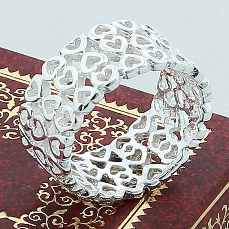 Eenvoudige 925 Zilveren Ring Mode Vol Liefde Vinger Ringen Vrouwen Vrouwelijke Verjaardag Sieraden Anel