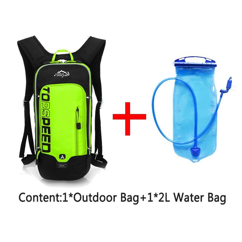 6L Outdoor Running Cycling Backpack,2L Bladder Water Bag Sports Camping Hiking Hydration Backpack,bicycle Backpack No Water Bag: Green and water bag