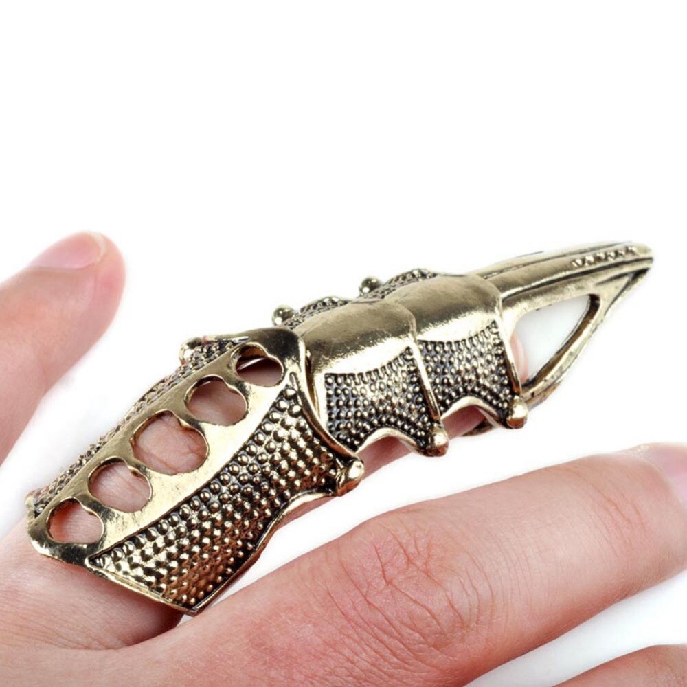 2 pcs Punk Gothic Volledige Finger Armor Talon Claw Ringen Robot Metal Armoring Joint Knuckle Ring voor Vrouwen Mannen Party sieraden