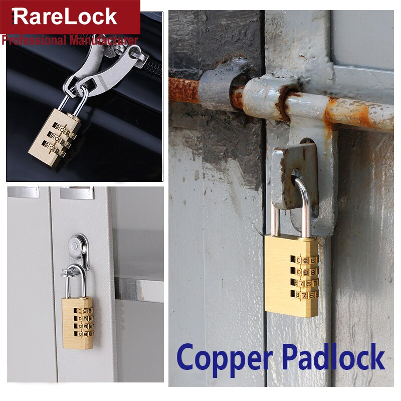 Mini Brass Combination Padlock Copper Padlock Password Lock for Warehouse Cabinet Bags Gym Locker Rarelock A