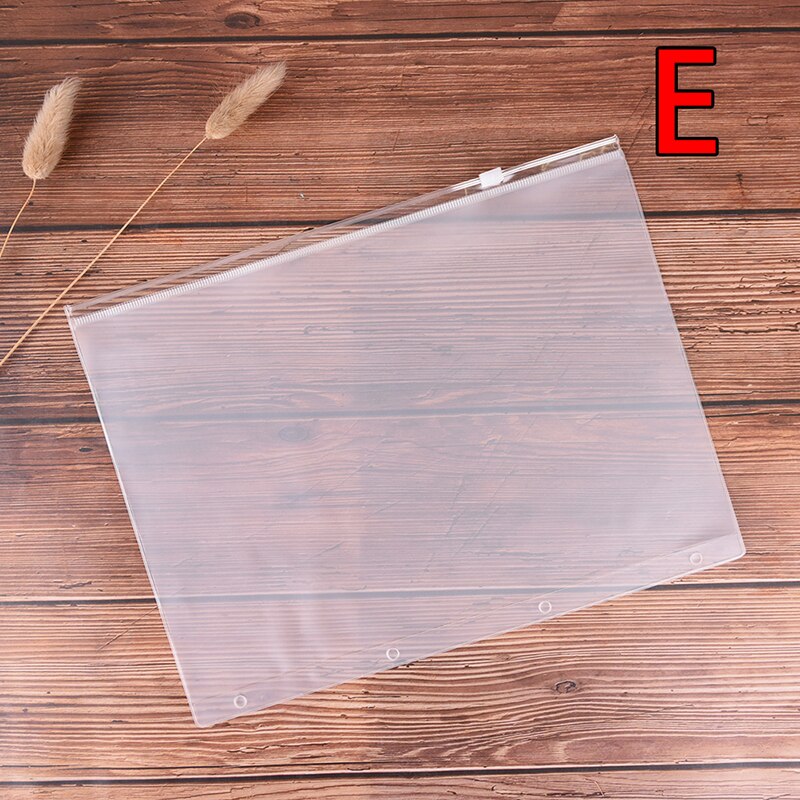 File Holders Standard 6 Holes Transparent PVC Loose Leaf Pouch With Self-Styled Zipper Filing Product Binder: A4