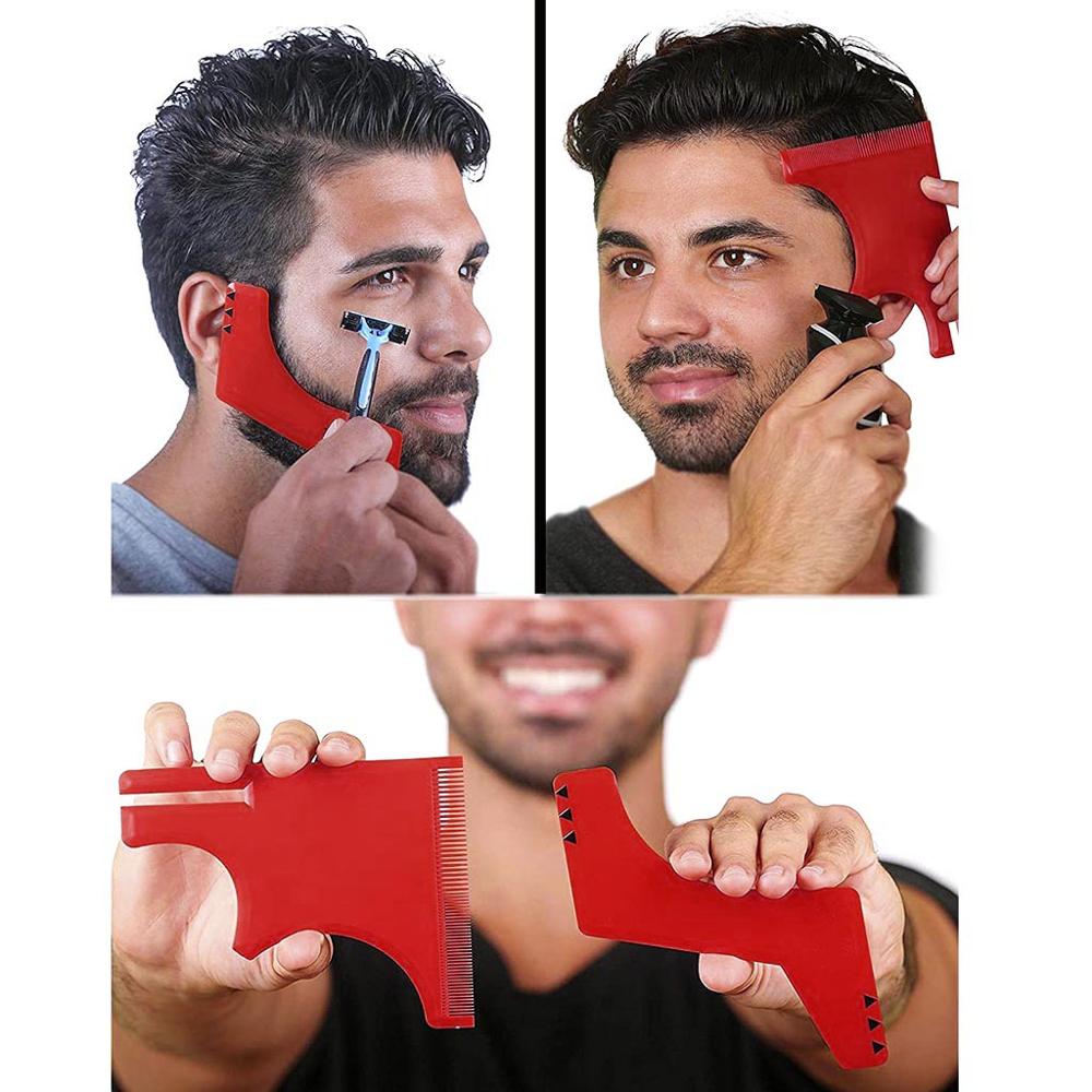 4Pcs Men's Beard Combs Neck Hair Line Guide Shapin... Grandado