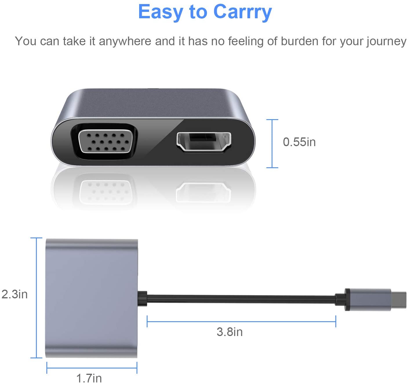 Usb c to vga hdmi 4k 4 in 1 adapter usb 3,0/ usb c pd hub compatible with macbook pro/air, nintendo, dell, hp, samsung, switc