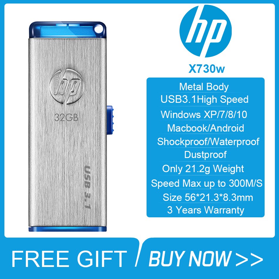 Originale HP X730W USB3.1 Ad Alta Velocità USB Flash Drive antiurto impermeabile 32GB 64GB 128GB 256GB 512GB Pen Drive per Tablet phone