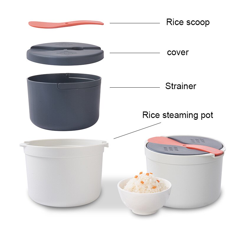 Microwave Rice Cooker Portable Food Container Multi-Function Steamer Rice Cooker Lunch Box Steamer