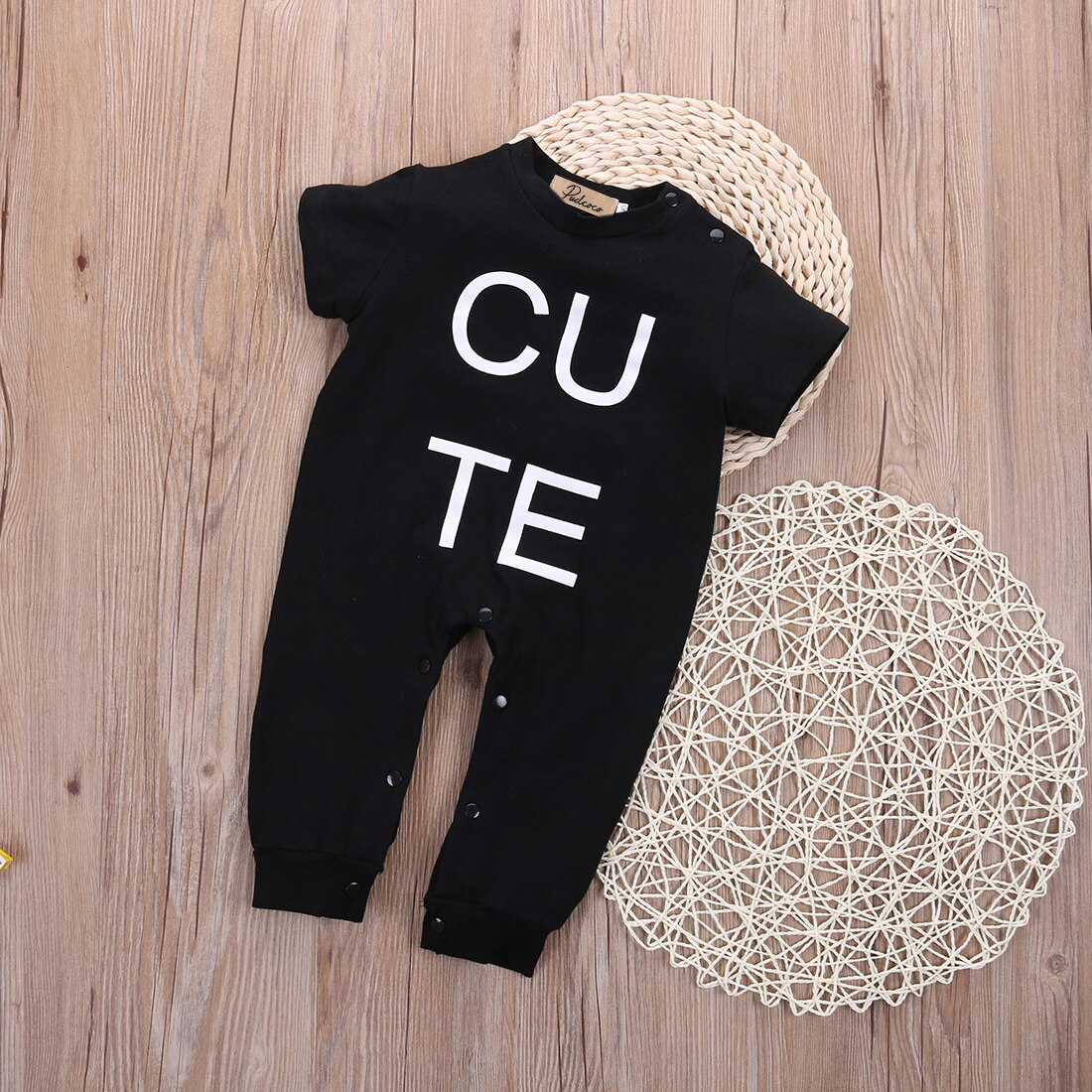 Hi Hi Baby Store Cute Newborn Baby Boys Girls Warm Letter Print Short sleeve Cotton Romper