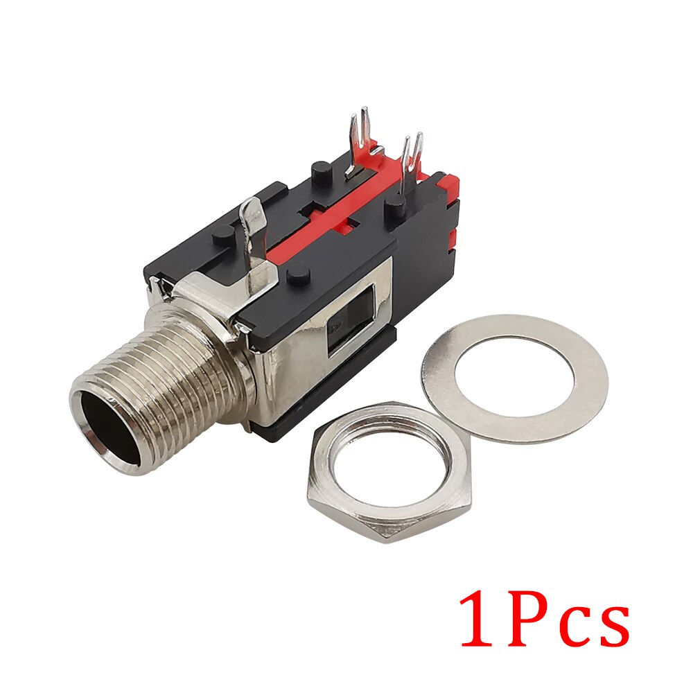 6.35mm Stereo Female Jack Audio Connector Right Angle 3 Pin 6.35mm 1/4" Jack Audio Headphone Nut Panel Mount Socket Connector: army green