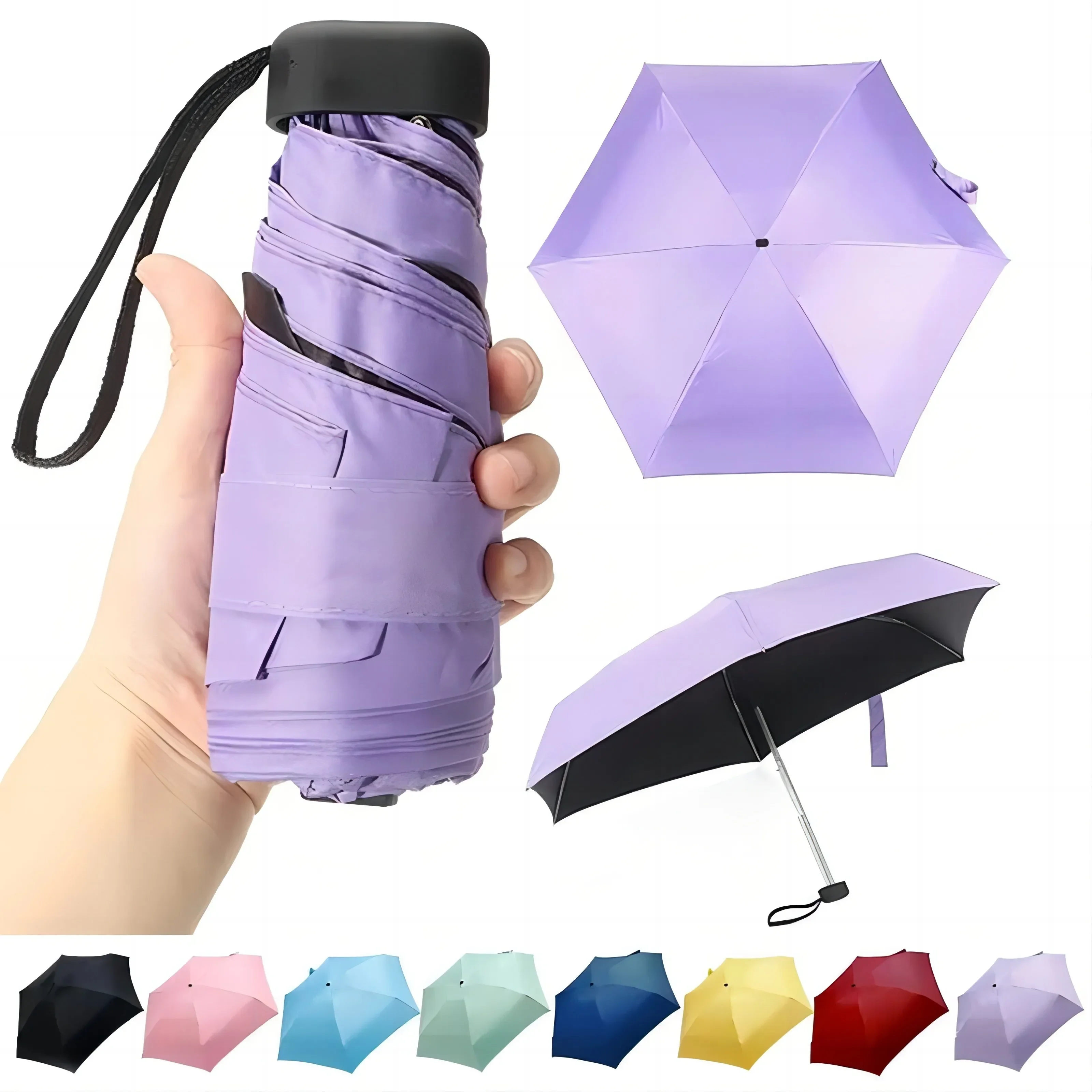 Anti UV Super Mini bolsillo compacto sombrilla plegable lluvia a prueba de viento viaje mini paraguas