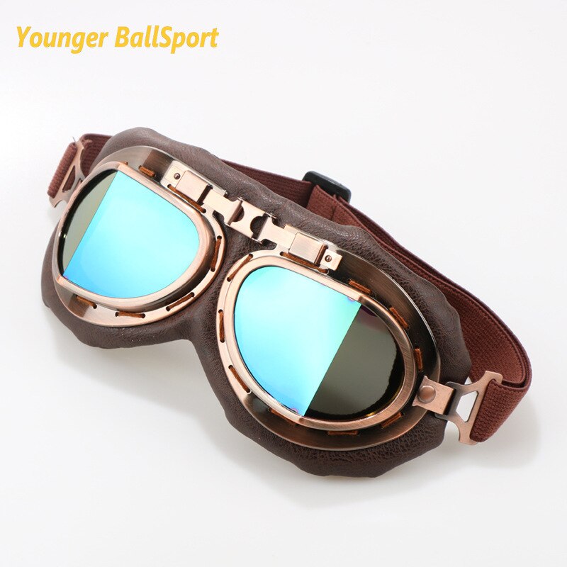 2022 retro gogle motocyklowe 100% UV400 okulary klasyczny Moto klasyczne gogle robić jazdy na rowerze pilot Steampunk wioślarz ATV miedzi kask: Harley kolorowy Film