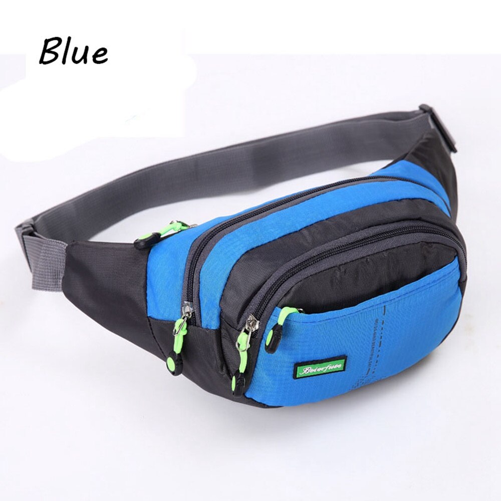 Men Women Travel Bum Bag Fanny Pack Waist Bag Zipped Outdoor Sports Shoulder Bag Pouch Waist Packs Ladies Waist Pack: Blue