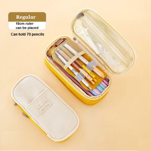 Simple pencil case high capacity primary and students pencil case stationery case: Ginger Beige Regular