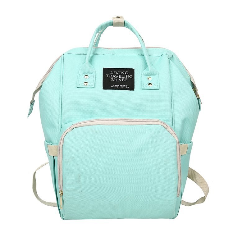 Estilo clássico grande-volume saco de fraldas mochila casual estudantes lona oxford saco de escola de pano: Light Green