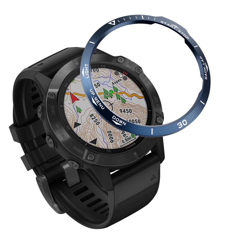 For Garmin fenix 6 Case For fenix 6 Pro sport style Bezel Ring Styling Case Adhesive Cover Protection Bezels: blue white / For Fenix6 sapphire