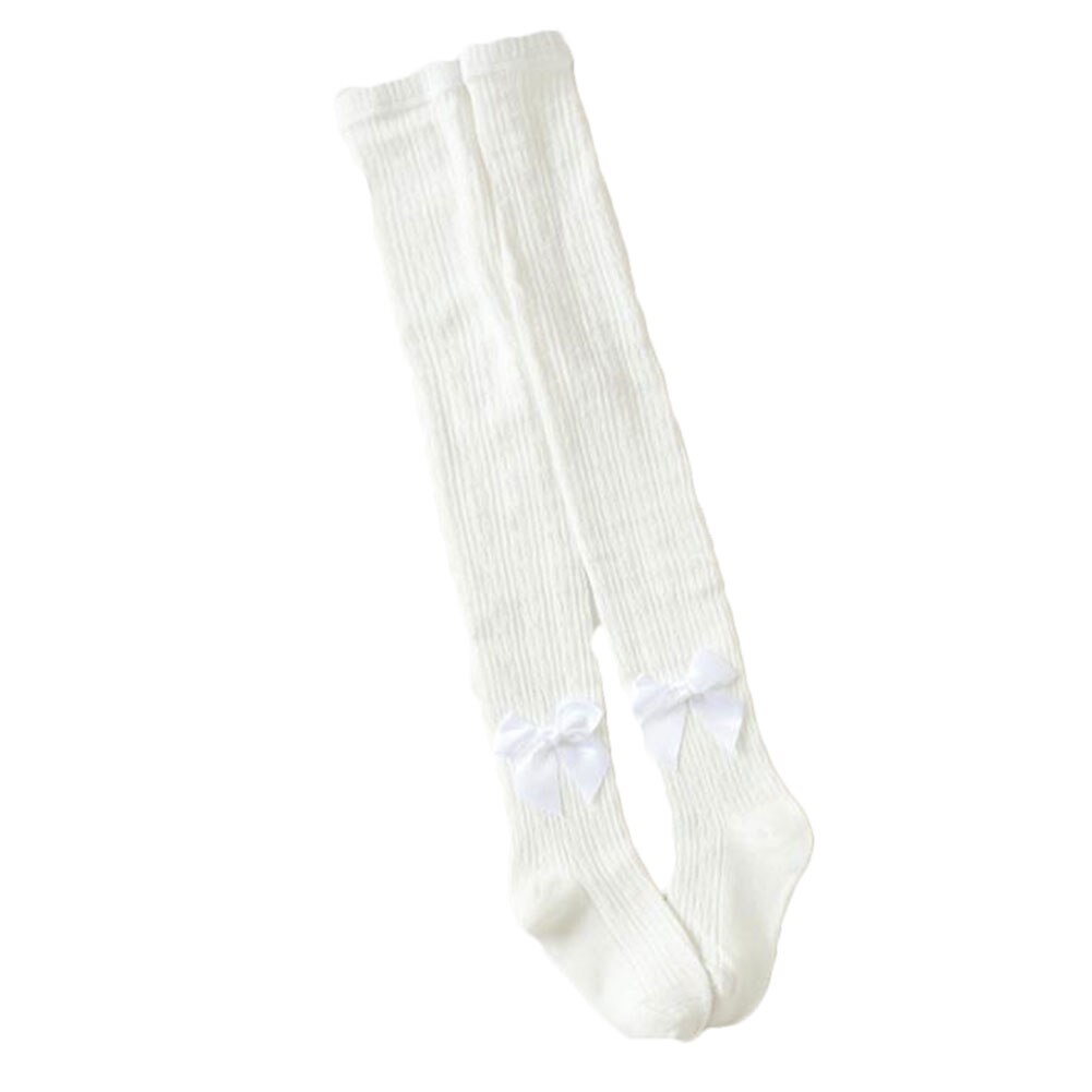 Meisjes panty's ademende kinderbroek kousen met strik voor dansfeest optredens op het podium: Wit / 11