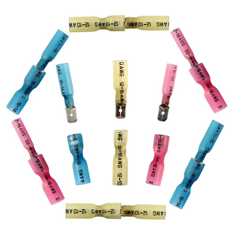 TVYVIKJ 220pcs Wire Spade Connectors, Waterproof Heat Shrink Female Male Terminals Fully-Insulated Electrical Crimp Kit