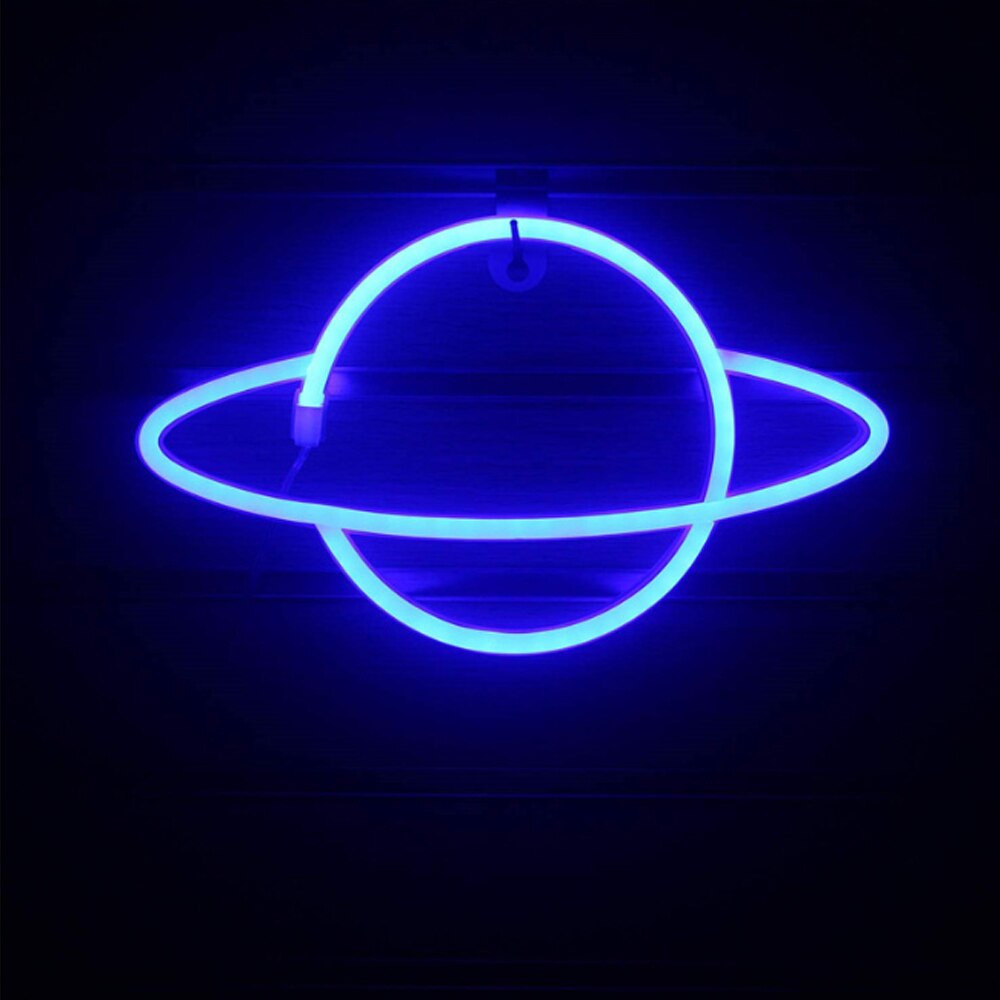 Led Neon Lamp Elliptische Planeet Neon Sign Neon Light Batterij Aangedreven Home Decoratieve Muur Light Party Room Verlichting Decor: Blue
