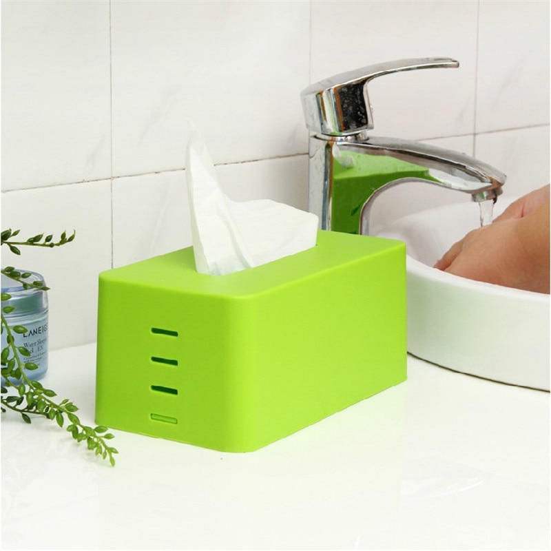 Colorful Plastic Tissue Box Modern Paper with Oak Home Car Napkins Holder Case Home Organizer Decoration Tool Paper Storage Tray