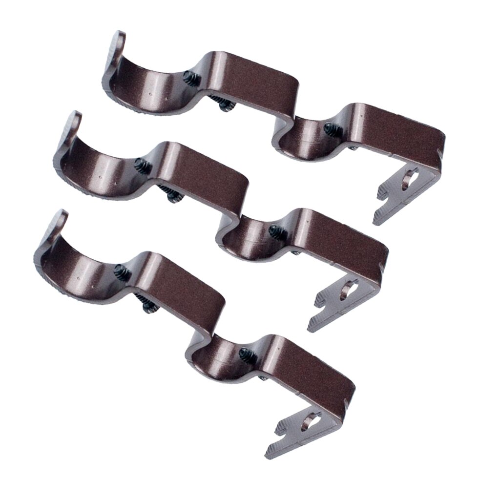 Sæt  of 3 justerbare metal gardiner dobbelt gardin stang beslag holder til 1 og 5/8 tommer stang, robust stål: Brun