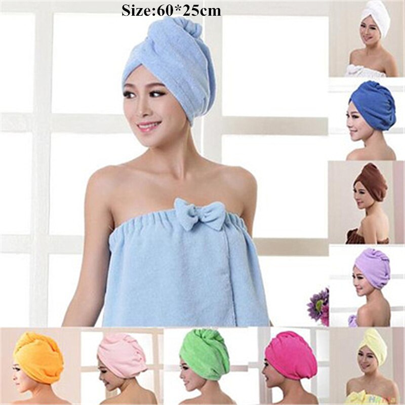 Asciugacapelli avvolgere microfibra dopo doccia asciugamano da donna asciugatura rapida cappello per capelli cap turbante testa avvolgere accessori da bagno per la casa 60X25CM