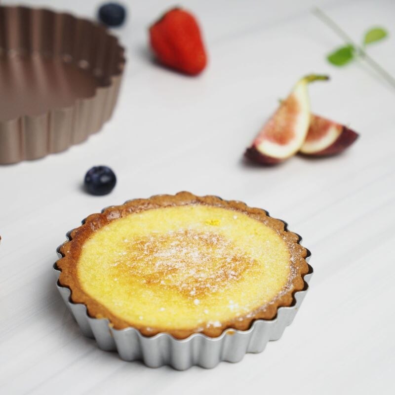 Non-stick egg tart pie pan mold pie pizza cake round mold removable loose bottom groove heavy pie pan baking pan