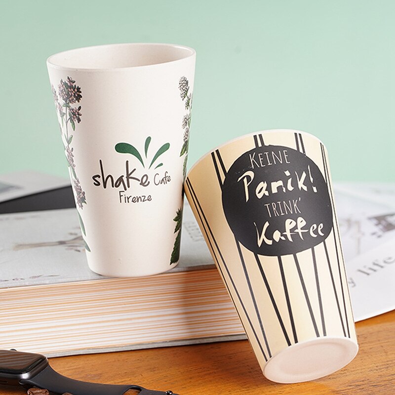 Tasse à café en fibre de bambou, 500ml, réutilisable, pour les voyages en plein air, pour boire du thé, de l&#39;eau et du jus, avec couvercle