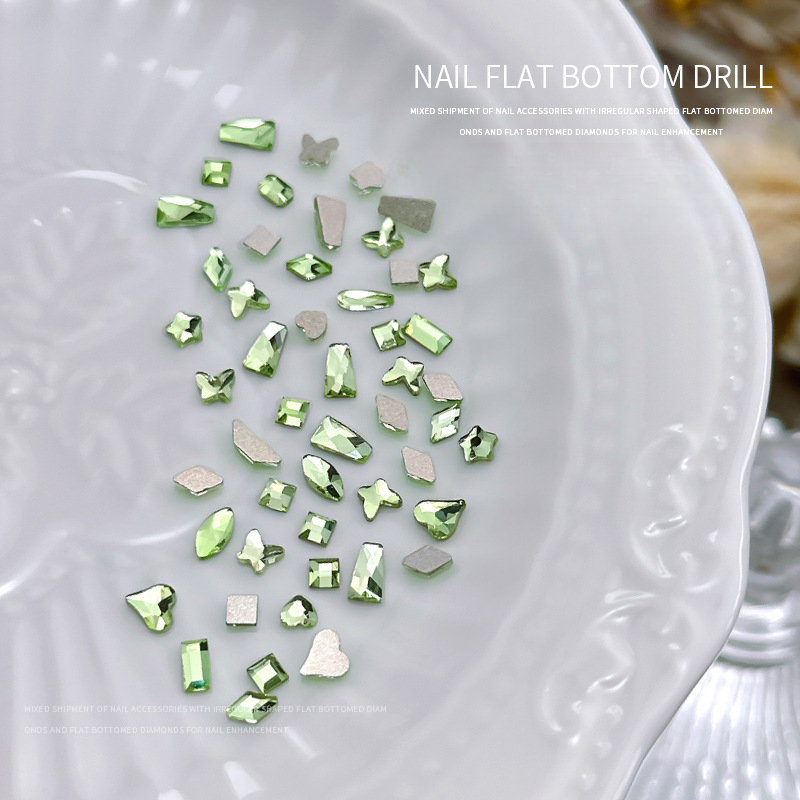 100 Uds Mini forma de cristal diamante decoraciones de uñas fondo plano diamantes de imitación Color mezclado piedras preciosas de vidrio accesorio de manicura DIY: Castaño