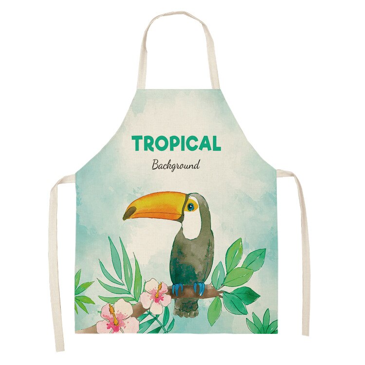 1Pcs Farbe Vogel Muster Reinigung Kunst Grün Schürzen Hause Kochen Küche Schürze Kochen Tragen Baumwolle Bettwäsche Erwachsene Lätzchen 53*65cm WQ0170: 2WQ-WQ0170-5